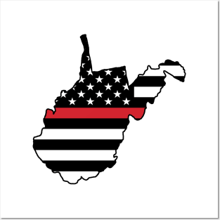 Thin Red Stripe  Flag West Virginia Posters and Art